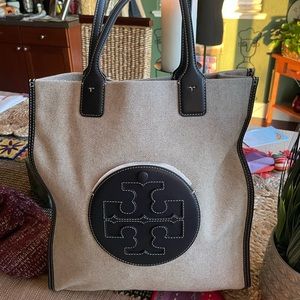 (Authentic) Large Tory Burch Canvas Ella medium tote Bag “Brand New”